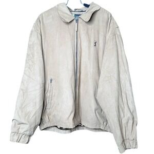 Vintage 90s PGA Tour Collection Bomber Sporty Jacket Men's XL Suede Leather Tan